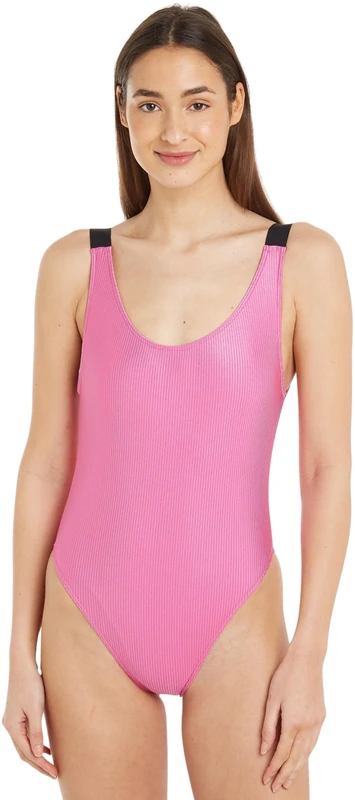 Calvin Klein Women's Scoop Back One Piece, Bold Pink, M