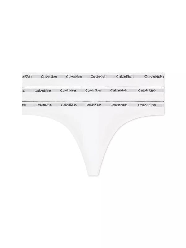 Calvin Klein Women's Modern Logo Thongs - 3 Pack, White, L