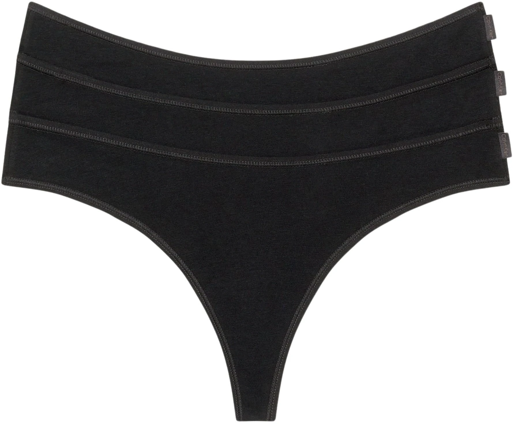 Calvin Klein Women's 3 Pack Ideal Cotton Thongs, Black (Black/Black/Black), L