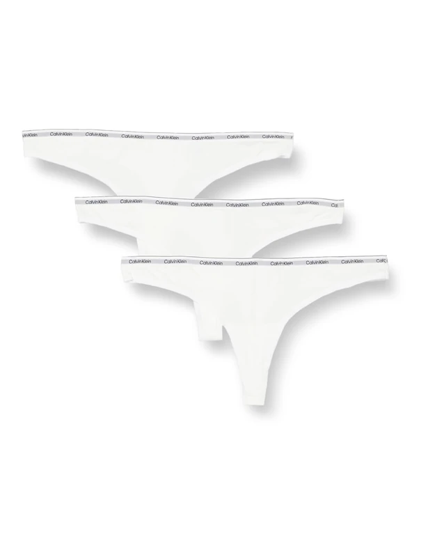 Calvin Klein Women's 3 Pack Modern Logo Thongs, White (White/White/White), 3XL
