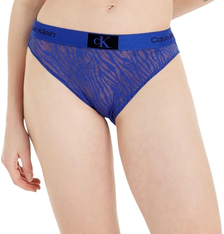 Calvin Klein Women Bikini Briefs High Waist with Lace, Blue (Dazzling Blue), M