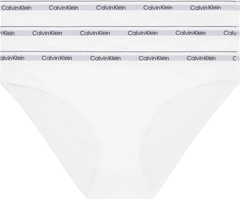 Calvin Klein Women’s 3 Pack Cotton Bikini Briefs with Stretch, White (White/White/White), L