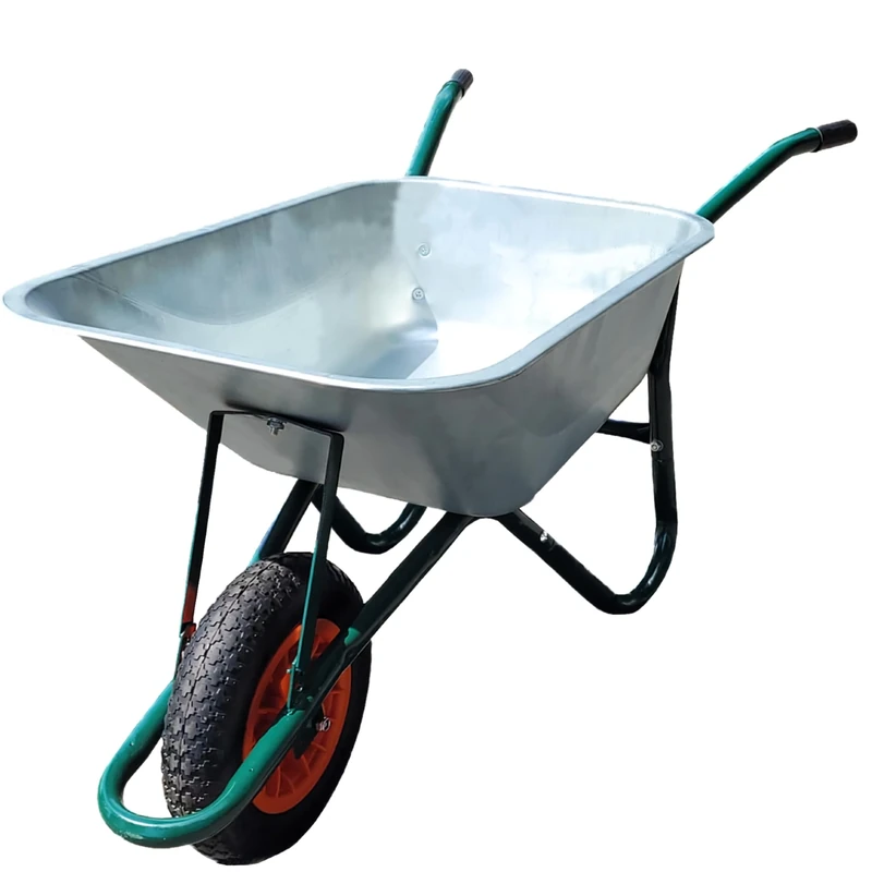 Metal Wheelbarrow - Galvanised with Pneumatic Tyre Professional Garden Wheelbarrow - 100 Litre