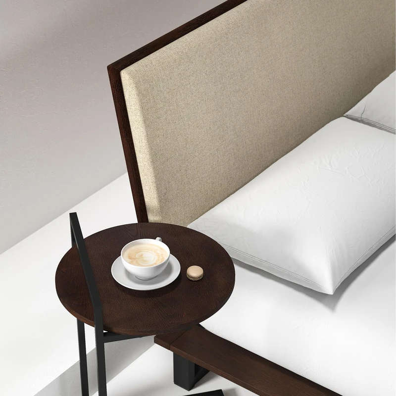 Zinus Ongii Nightstand 40x61x36 cm - Metal and Wood Side table - Red Oak Top - Brown and Black