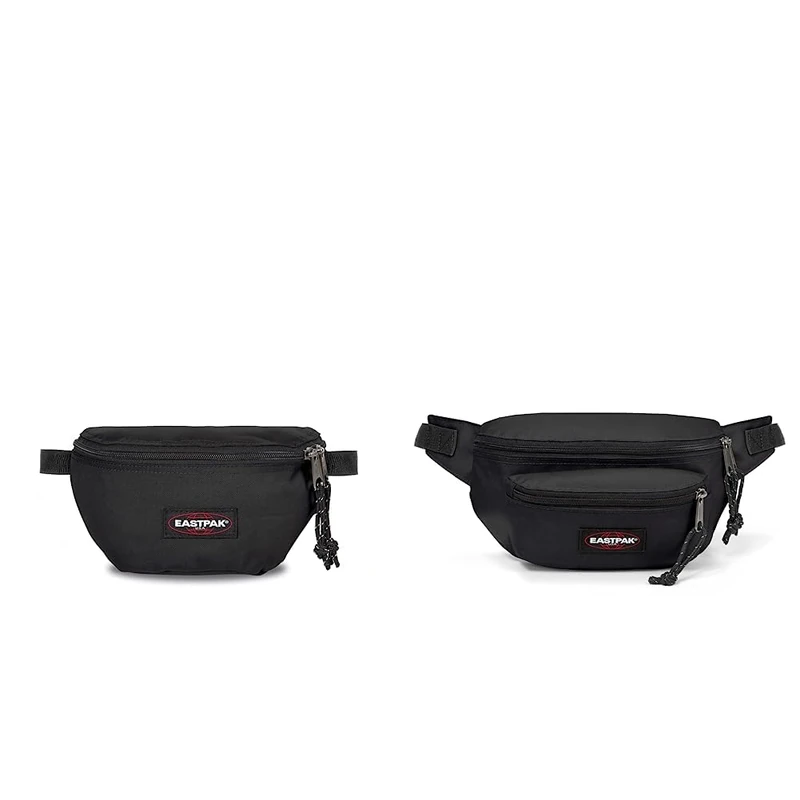 Eastpak Black Waist Bag with Zipper, 2 Pockets, 18 cm x 27 cm x 9 cm