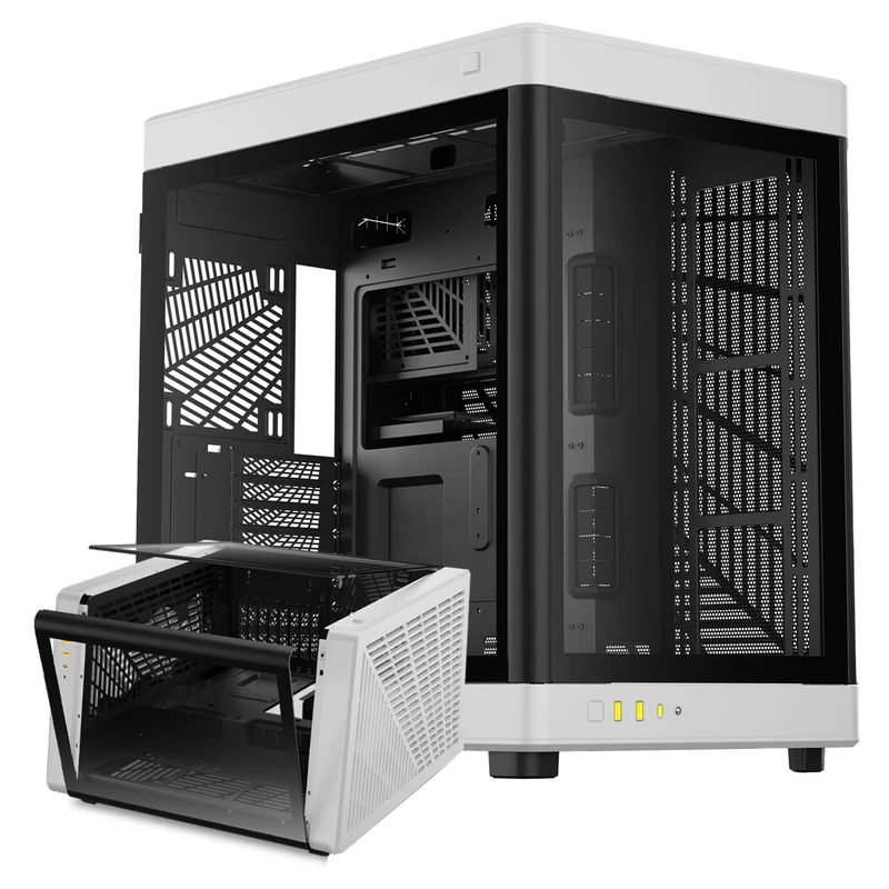 GAMDIAS Gaming PC Case, ATX Mid Tower Computer Case, Dual Orientation, Dual-Chamber, One-touch Open Tempered Glass Side Panel, Cable Management System