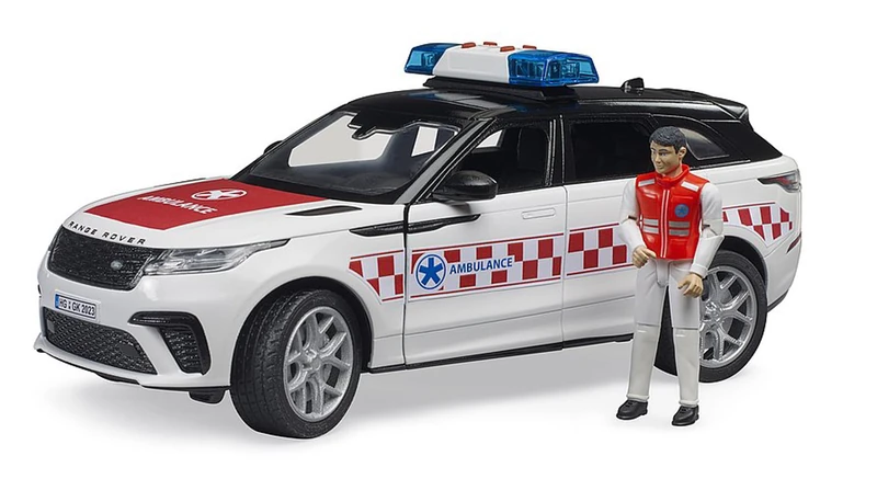 Bruder Range Rover Velar Emergency SUV – 1:16 Rescue Vehicle with Driver Figure & Light/Sound Module