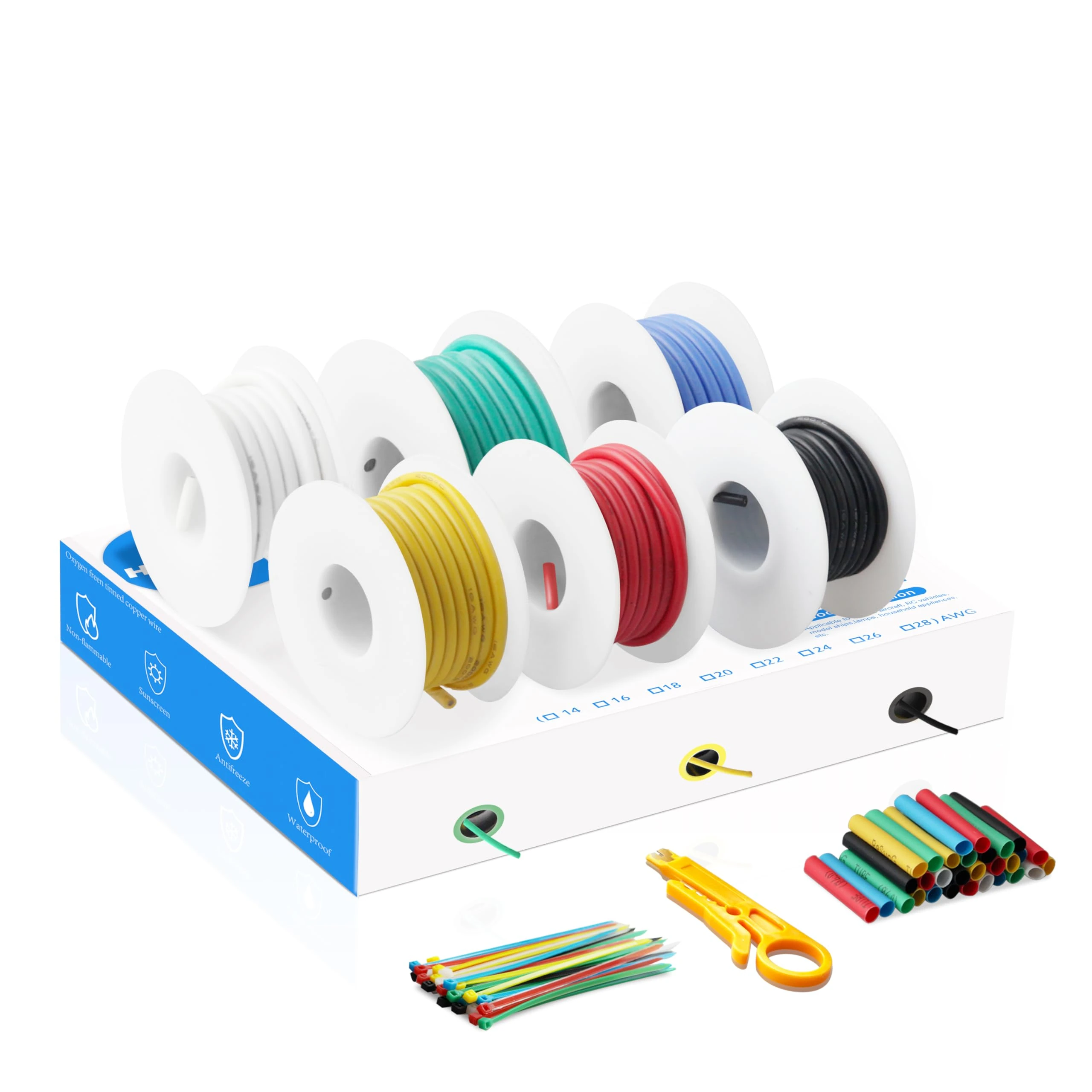 Silicone Wire,Electrical Wire-HuLuWa 16 AWG 1.3mm² Wire, 6 Colors(3 Meters/ 10Feet Each) Tinned Copper Wire Stranded Wire,Hook up Kit,for DIY RC Aircraft,RC Vehicle,Model