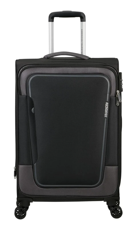 American Tourister Pulsonic - Spinner M, Expandable Case, 68 cm, 64/74 L, Black (Asphalt Black)