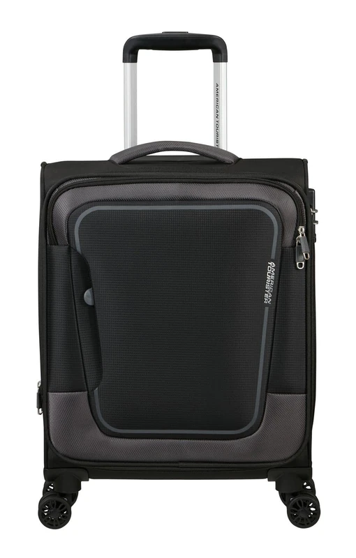 American Tourister Pulsonic - Spinner S, Expandable Hand Luggage, 55 cm, 40.5/43.5 L, Black (Asphalt Black)