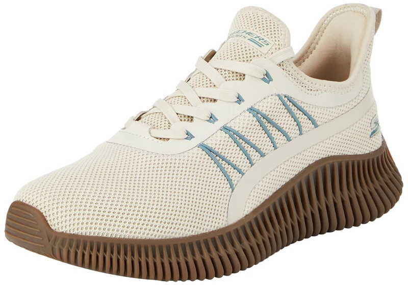 Skechers Men's Bobs Geo Sneaker, Natural Knit/Multi Synthetic Trim, 7.5 UK