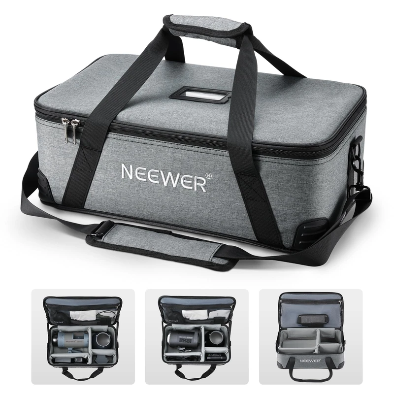 Neewer Carrying Bag with Movable Foam Padded for Studio Light Vision 4 ML300 CB60 CB60B RGB CB60 MS60B MS60C MS150B, Durable Oxford Cloth Transit Bag Travel Case with Shoulder Strap & Handle, PB5