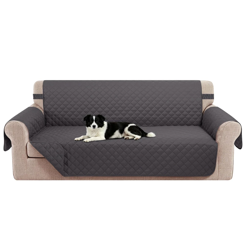 Luxshare Home Reversible Oversized Sofa Covers Couch Cover Furniture Protector for Dogs Elastic Straps Water Resistant(XLSofa,Dark Grey/Dark Grey)