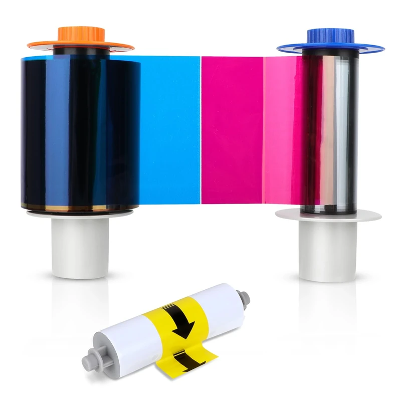 84051 YMCK Color Ribbon, Compatible with Fargo Hdp5000 / Hdpii Model Printer, Replacement for Fargo 84051 YMCK Color Ribbon, 84051ymck Full-Color Ribbon Yields 500 Prints, with Clean Spool - Image 1