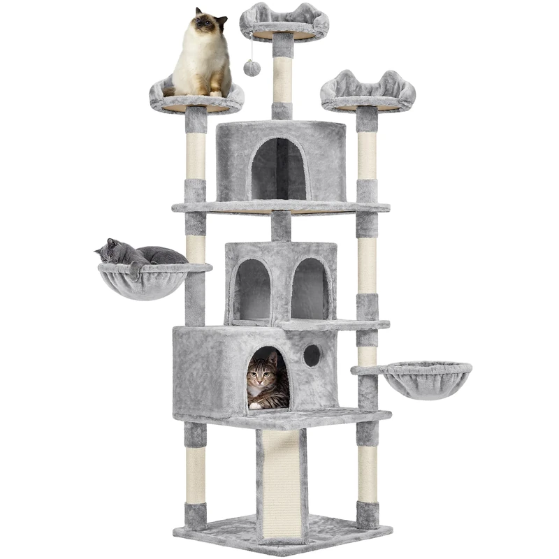 Yaheetech 194cm Large Cat Tree, Multi-Level Cat Tower with Comfy Condos, Scratching Posts, Cozy Perches, Cat Bed Furniture for Indoor Cats