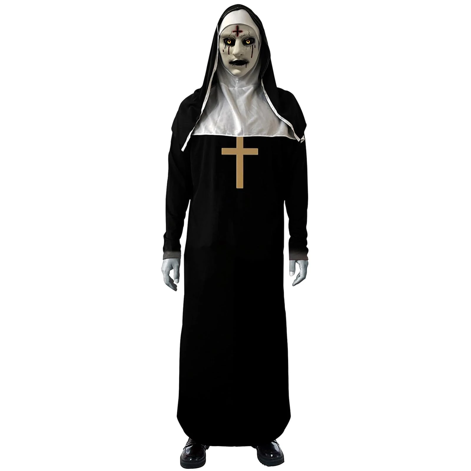 IRWOY Halloween Nun Costume with Scary Mask: Adult Men Women Scary the-Nun Costumes-Plus Size Horror Nun Outfit Black Cosplay(XL)