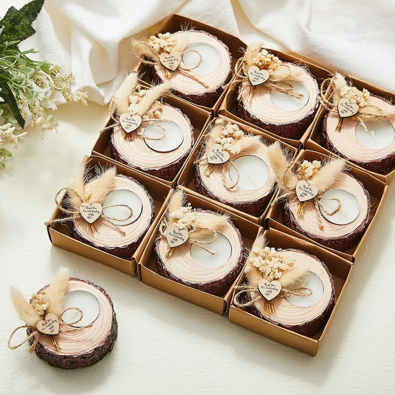 24 Pcs Rustic Wedding Candle Holders - Bridal Shower Favors & Decorations