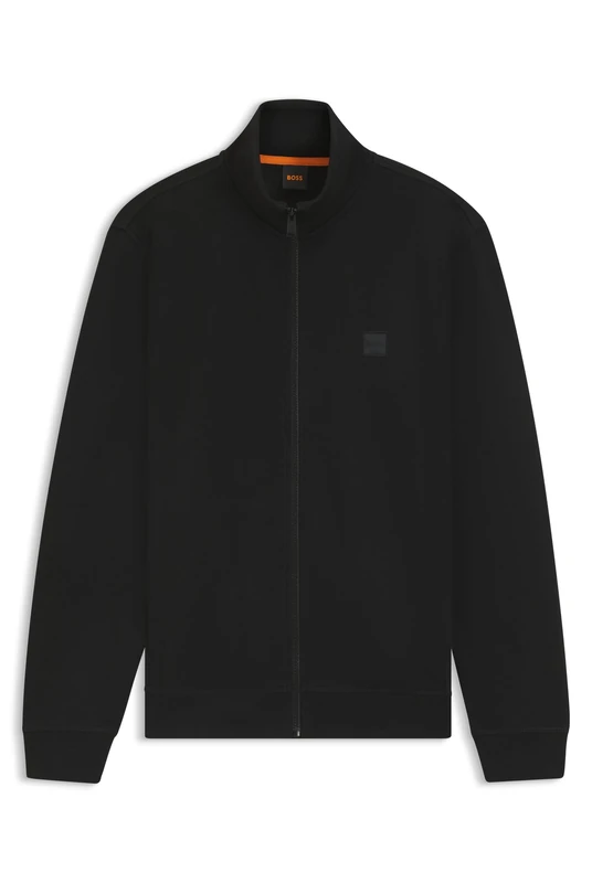 BOSS Mens Zestart Zip-up jacket in cotton terry with logo badge