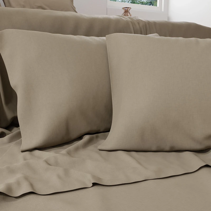 PETTI Artigiani Italiani - Percale Flat Sheet for Double Bed Cotton Percale Double Bed Set Taupe 100% Made in Italy