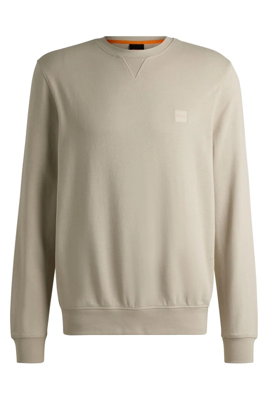 BOSS Mens Westart Crew Neck Sweatshirt Long Sleeve Cotton Light Beige 5XL - Image 1