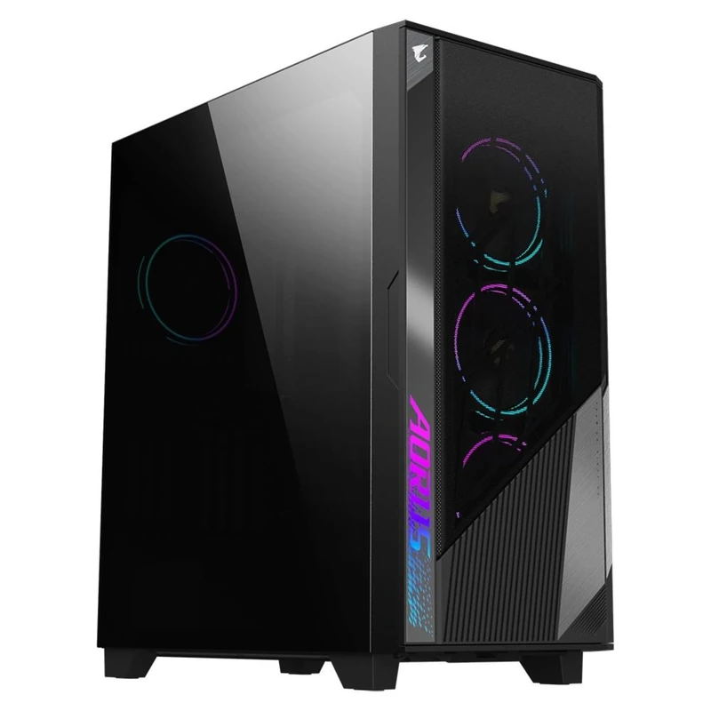 Gigabyte AORUS C500 Glass Mid Tower ATX Case, Black, TG Panel, No PSU