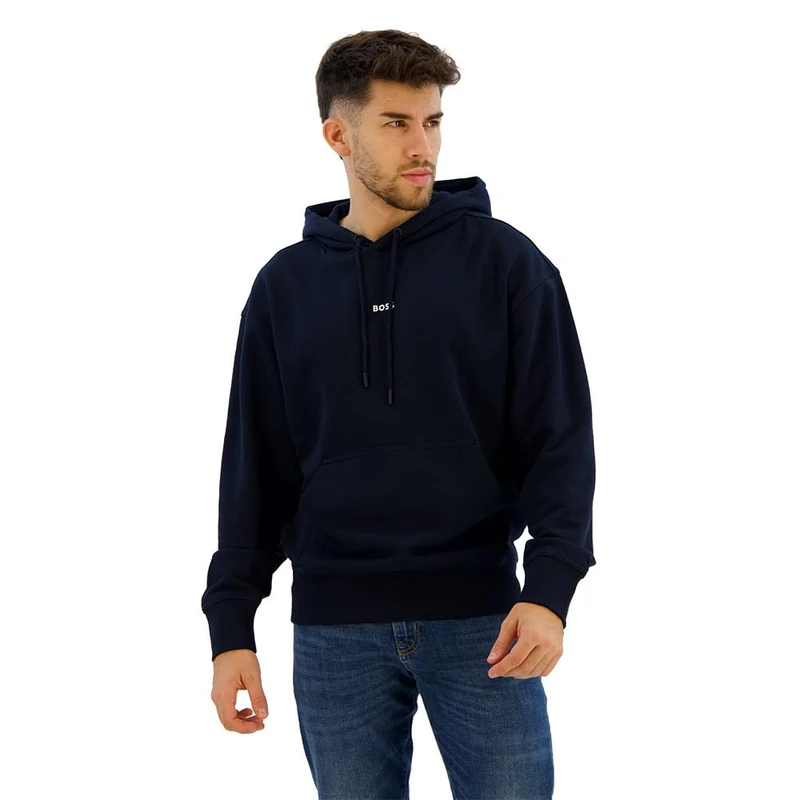 BOSS Mens WeSmallhood Contrast-logo hoodie in cotton terry