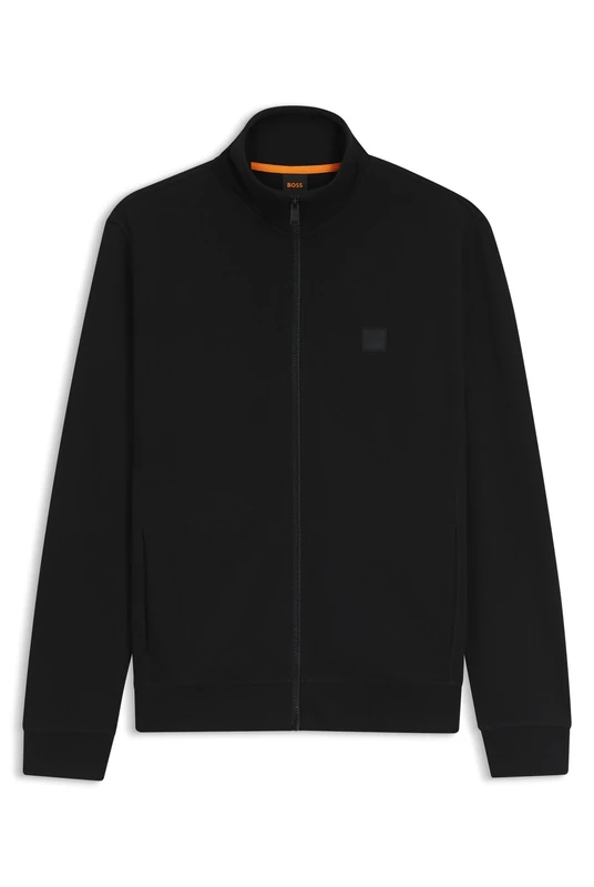 BOSS Mens Zestart Zip-up jacket in cotton terry with logo badge