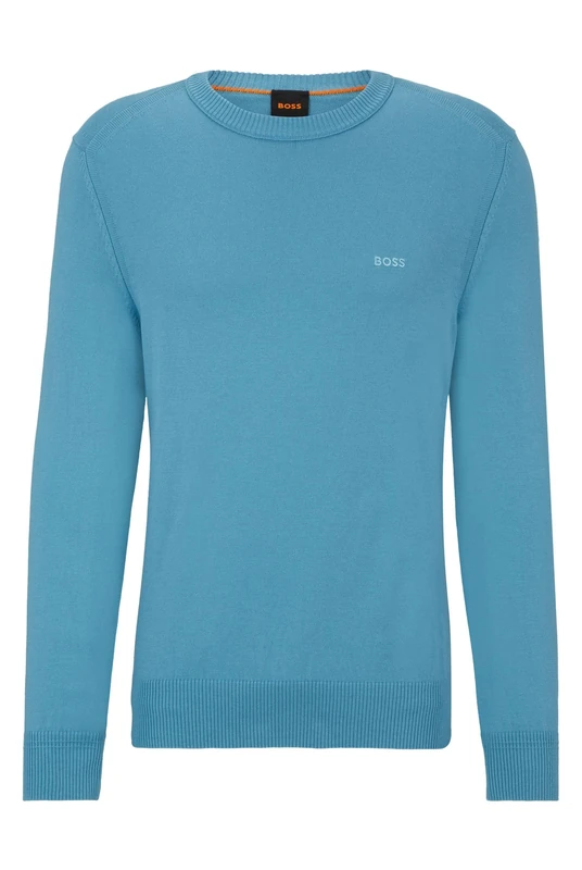BOSS Mens Asac C Cotton-jersey regular-fit sweatshirt with embroidered logo Blue