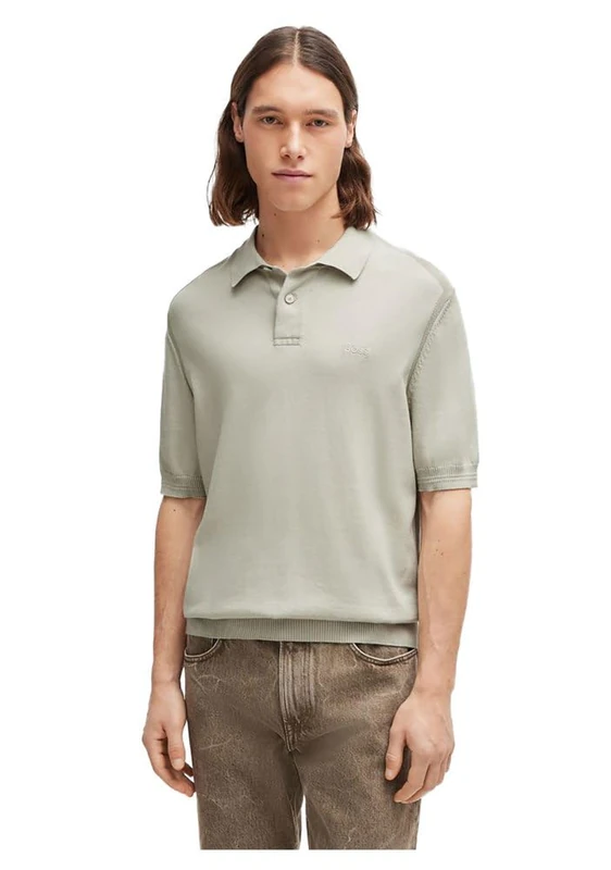 BOSS Mens Asac P Embroidered-Logo Polo Sweater in a Cotton Blend