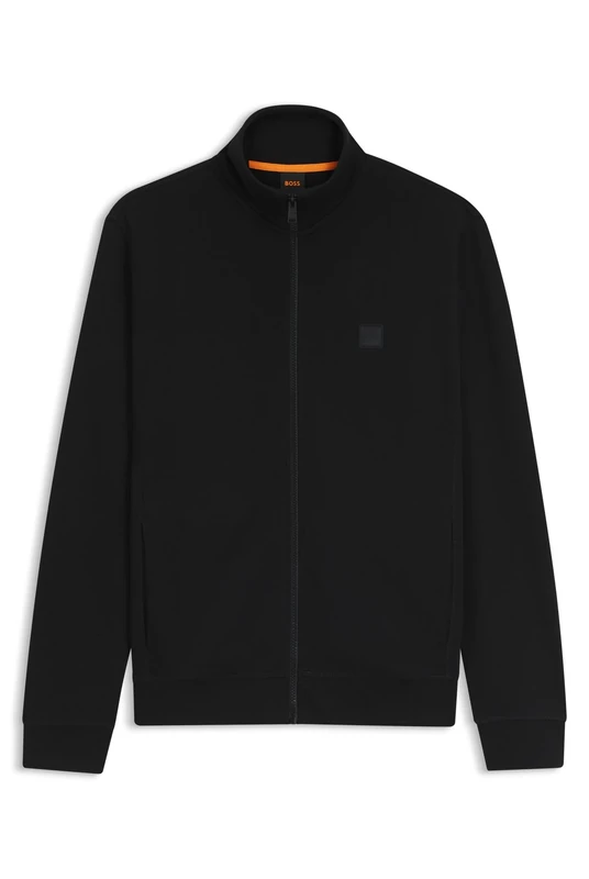 BOSS Mens Zestart Zip-up jacket in cotton terry with logo badge