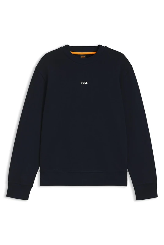 BOSS Mens WeSmallcrew Contrast-logo sweatshirt in cotton terry