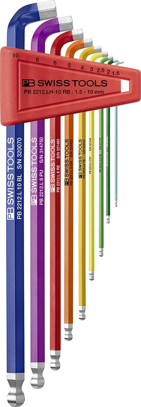 PB Swiss Tools Set of 9 Hexagon Socket Spanner 100° PB 2212.LH-10 RB | 100% Swiss | Set of 9 Hex Screwdriver Set 1.5/2/2.5/3/4/5/6/8/10 mm with Short Part - Image 1