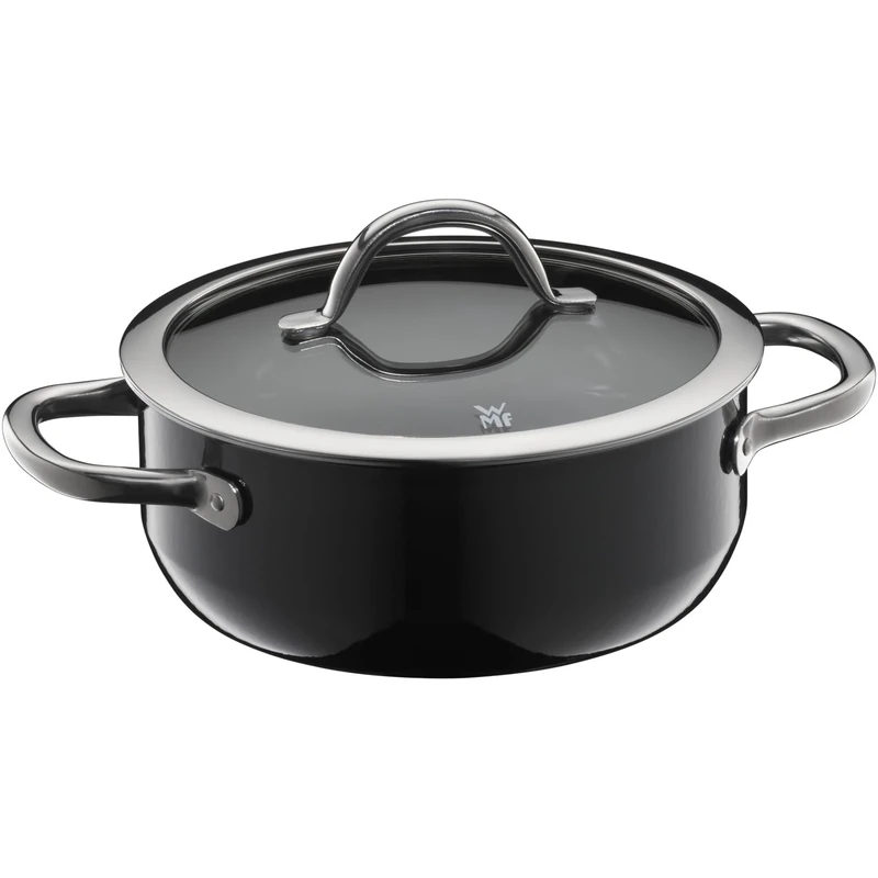 WMF Fusiontec Inspire Large Cooking Pot 20 cm Glass Lid Stewing Pot Induction 2.4 L High-Tech Ceramic Scratch-Resistant Uncoated Black Made in Germany