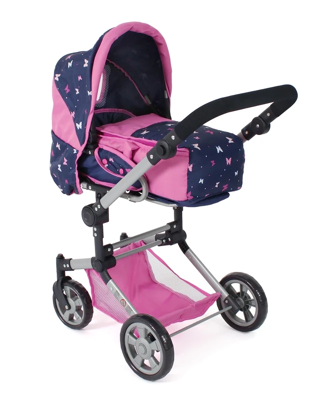 Bayer Chic 2000 Jara 587-33 Doll's Pram, 2-in-1 Combination Doll's Pram for Children from 4 to 8 Years, Butterfly, Navy-Pink