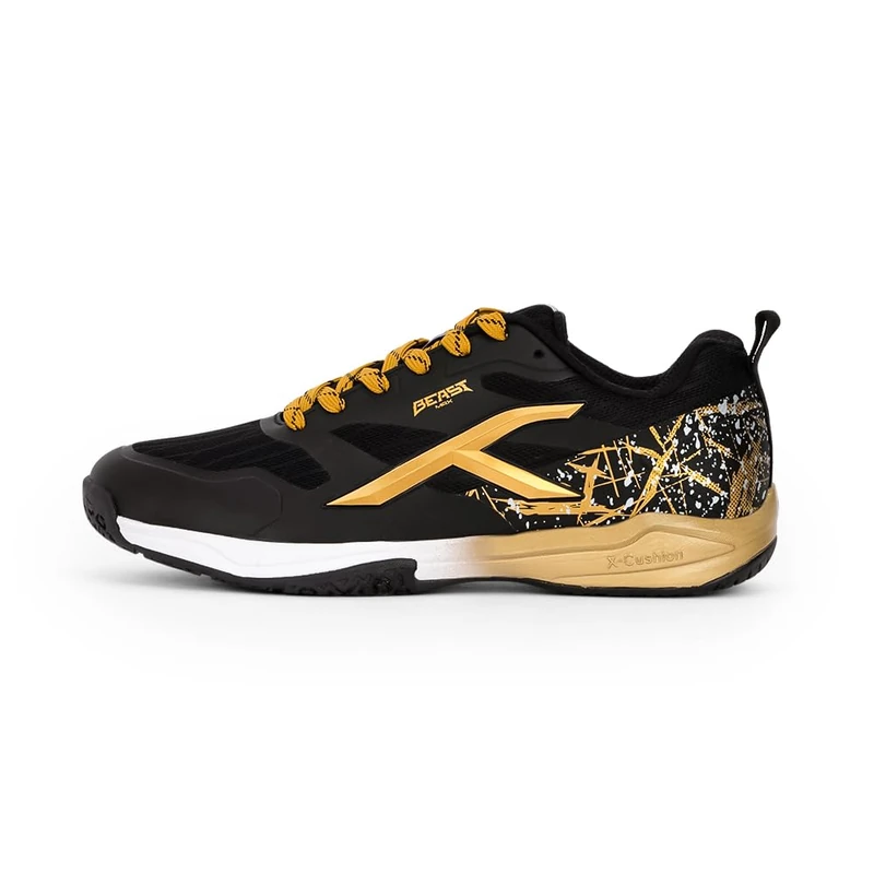 HUNDRED Men's Beast Max Badminton Shoe, Black/Gold, 11 UK