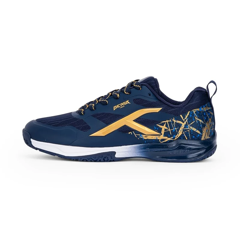 HUNDRED Men's Beast Max Badminton Shoe, Navy/Gold, 7 UK