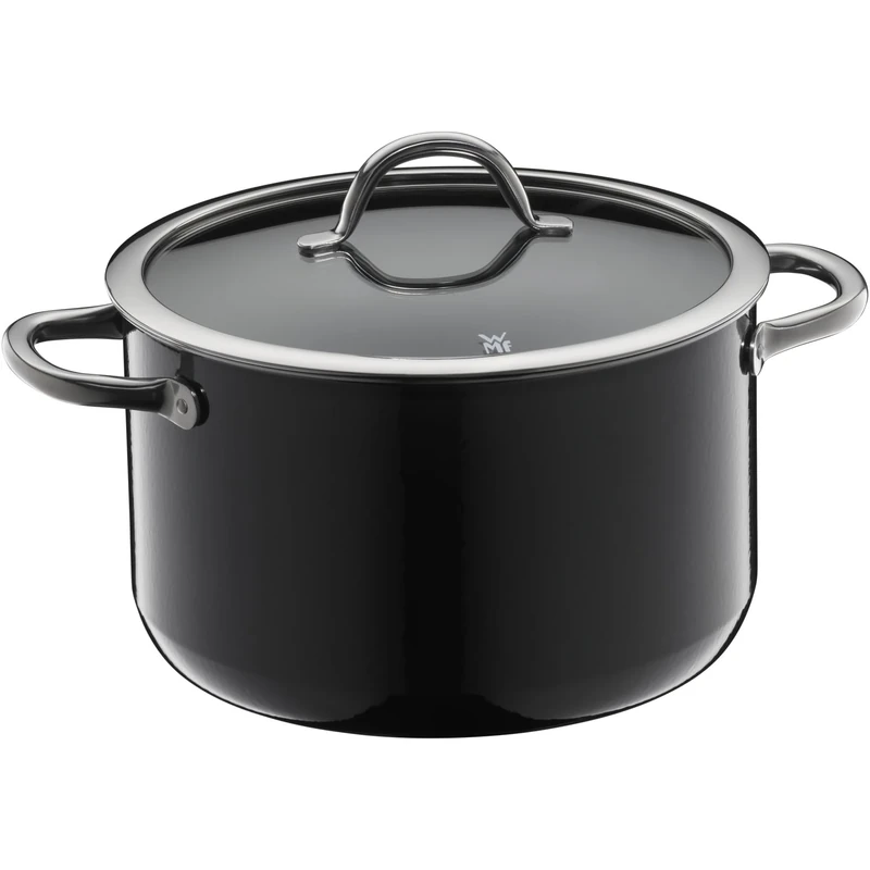 WMF Fusiontec Inspire Large Cooking Pot 24 cm Glass Lid Induction Casserole Pot 6.4 L High-Tech Ceramic Scratch-Resistant Uncoated Black Made in Germany