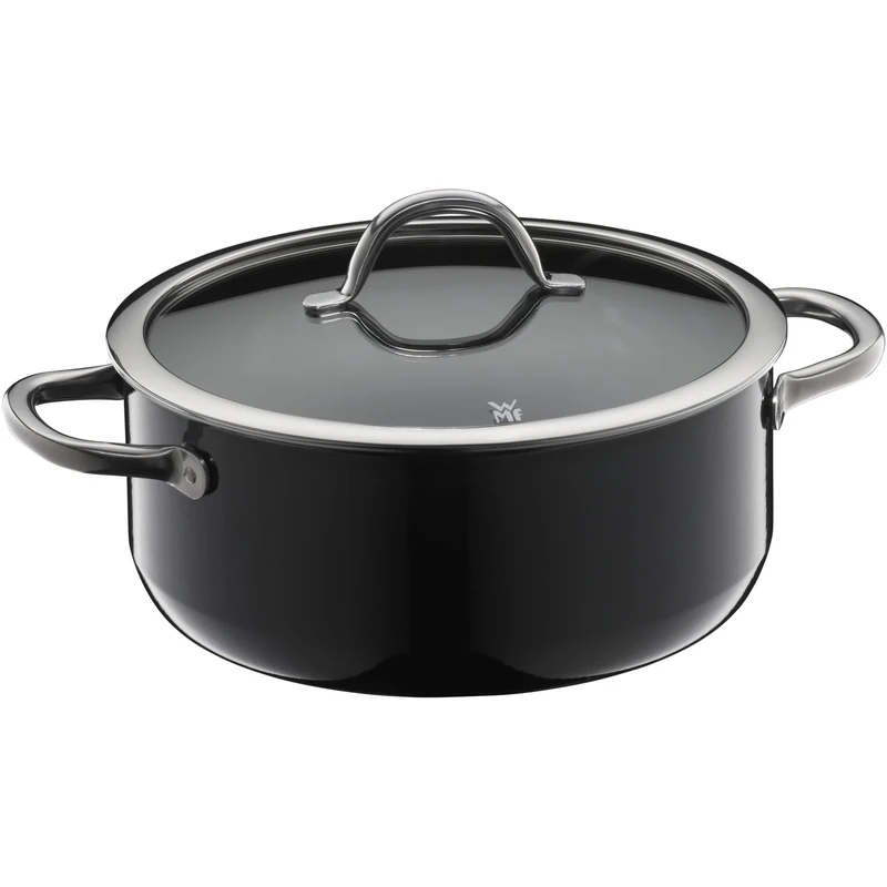 WMF Fusiontec Inspire Large Cooking Pot 24 cm Glass Lid Stewing Pot Induction 4.4 L High-Tech Ceramic Scratch-Resistant Uncoated Black Made in Germany