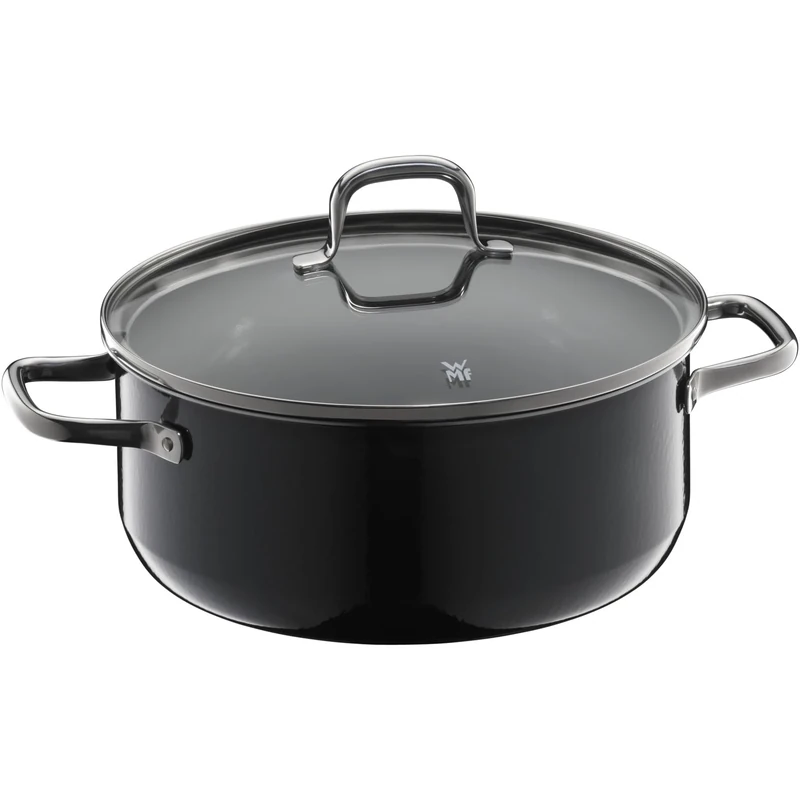 WMF Fusiontec Essential Cooking Pot Large 24 cm Glass Lid Stewing Pot Induction 4.4 L High-Tech Ceramic Scratch-Resistant Uncoated Black Made in Germany
