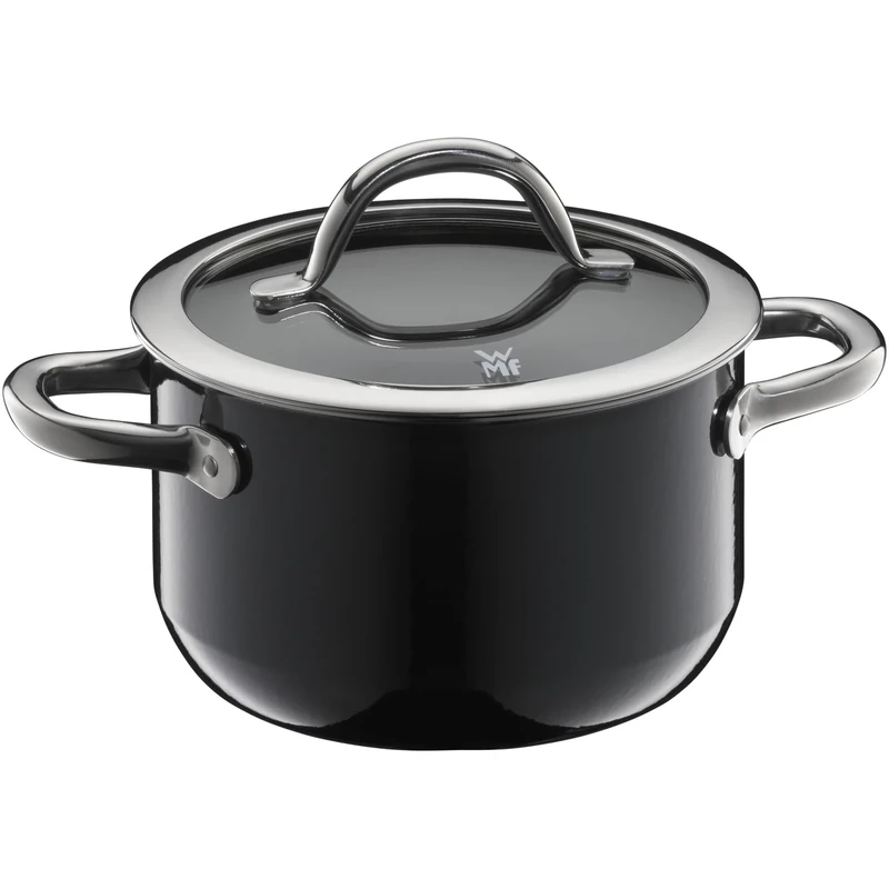 WMF Fusiontec Inspire Small Cooking Pot 16 cm Glass Lid Induction Cooking Pot 1.3 L Small Pot Small High-Tech Ceramic Scratch-Resistant Uncoated Black Made in Germany