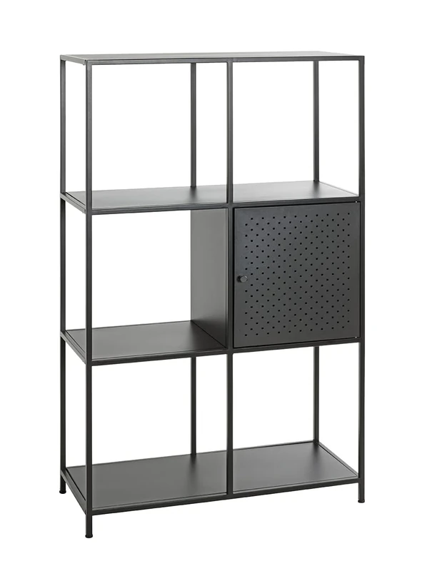 HAKU Möbel rack black, metal - Size: W 80 cm x H 134 cm x D 37 cm, Style: Modern