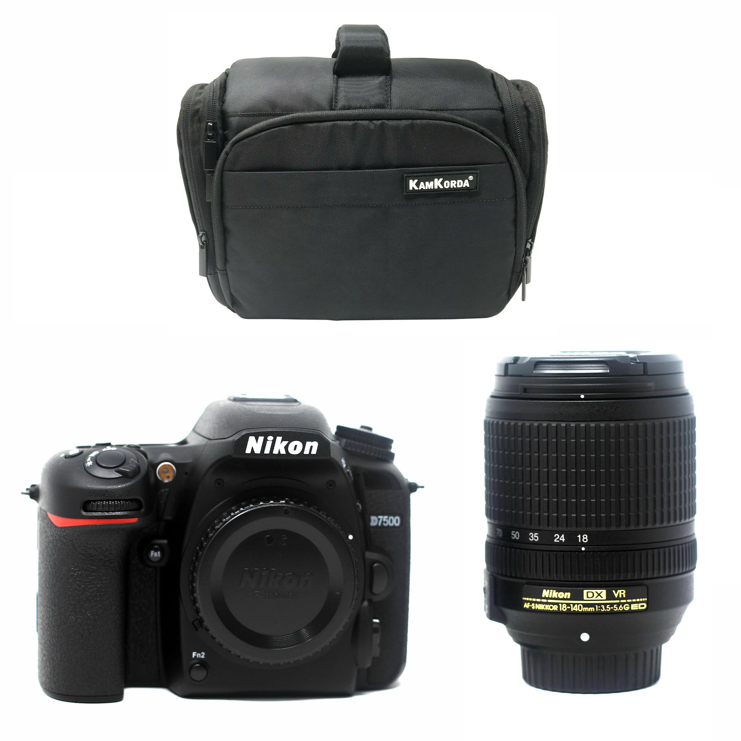 KamKorda Camera Bag with D7500 DSLR Camera with 18-140mm Lens - compatible with Nikon AF-S, DX and AF-P lenses 2 Year Warranty