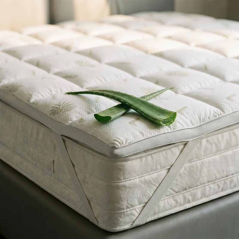 Italian Bed Linen Topper Wellness quilted with 4 sturdy elastic bands, Polyester, White, 120 x 195 cm - Image 1