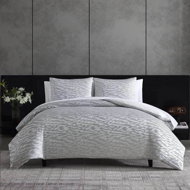 Vera Wang- King Duvet Cover Set, Reversible Bedding Set with Matching Shams, Designer Home Décor (Illusion Grey, King)