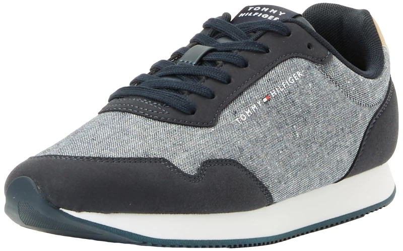 Tommy Hilfiger, Men, Lo Runner Mix Chambray, Runner Sneaker, Blue, 8 - Image 1