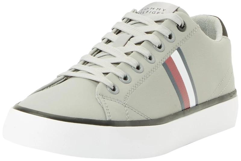 Tommy Hilfiger, Men, Th Hi Vulc Low Stripes Mesh, Vulcanized Sneaker, Grey, 8