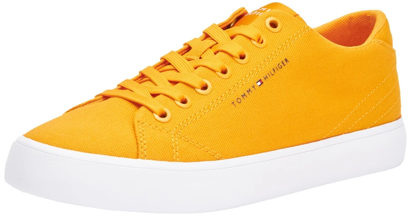 Tommy Hilfiger, Men, Th Hi Vulc Low Canvas, Vulcanized Sneaker, Orange, 6.5