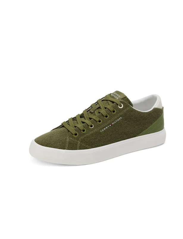 Tommy Hilfiger, Men, Th Hi Vulc Low Summer CVS, Vulcanized Sneaker, Green, 6.5
