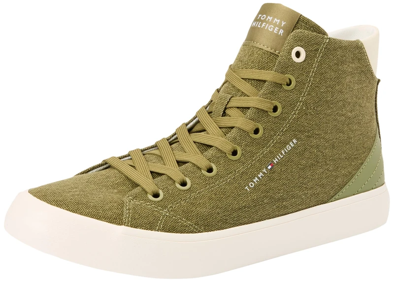 Tommy Hilfiger, Men, Th Hi Vulc Summer CVS, Vulcanized Sneaker, Green, 7