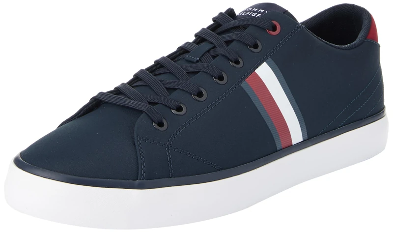 Tommy Hilfiger, Men, Th Hi Vulc Low Stripes Mesh, Vulcanized Sneaker, Blue, 6.5